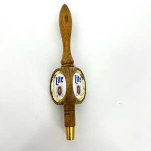 Vintage Miller Lite Wooden Beer Tap Handle 3-Sided 12" Preowned